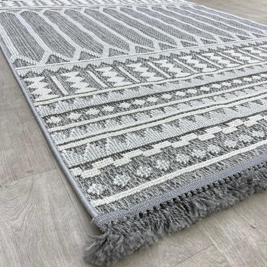 Turkish burlap carpet with casso NA44A gray color