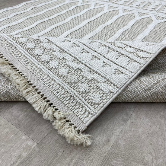 Turkish Jute Rugs with Kasso NA44A Cream Cream Color