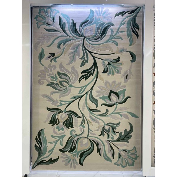 سجاد الهبة تصميم كوري لوتس تركي HU13A كريم اخضر مقاس 250*350