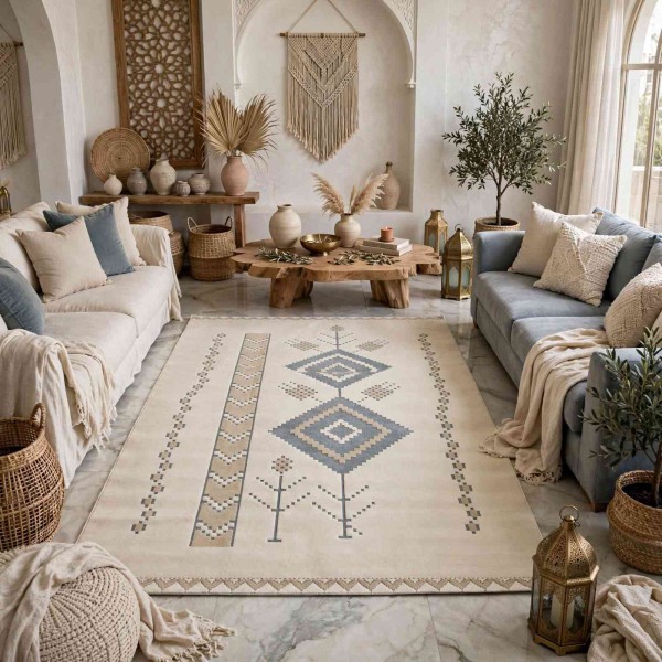 Al-Hebba Carpet ASALA Turkish Najdi Design G0912A blue Size 100*200
