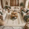 Al-Hebba Carpet ASALA Turkish Najdi Design G0912A green Size 150*220