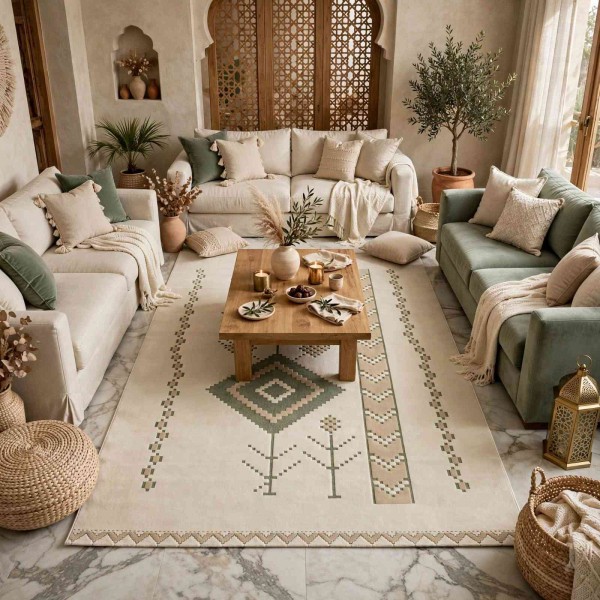 Al-Hebba Carpet ASALA Turkish Najdi Design G0912A green Size 150*220