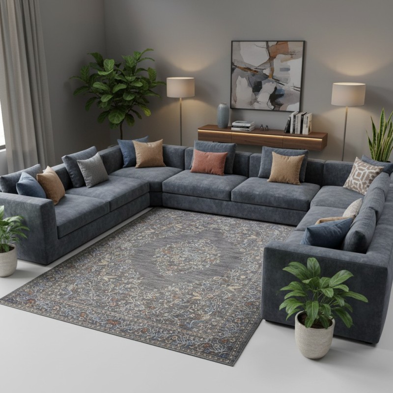 سجاد بوهيمي تركي اثينا 40210A انثراسيت مقاس 300*400