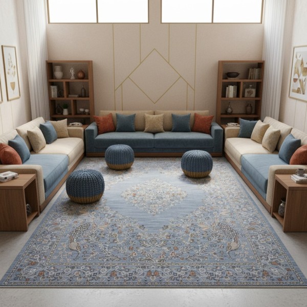 سجاد بوهيمي تركي اثينا 40210A سماوي مقاس 150*220