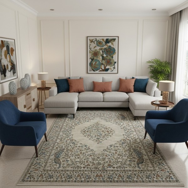 سجاد بوهيمي تركي اثينا 40210A كريم مقاس 200*300