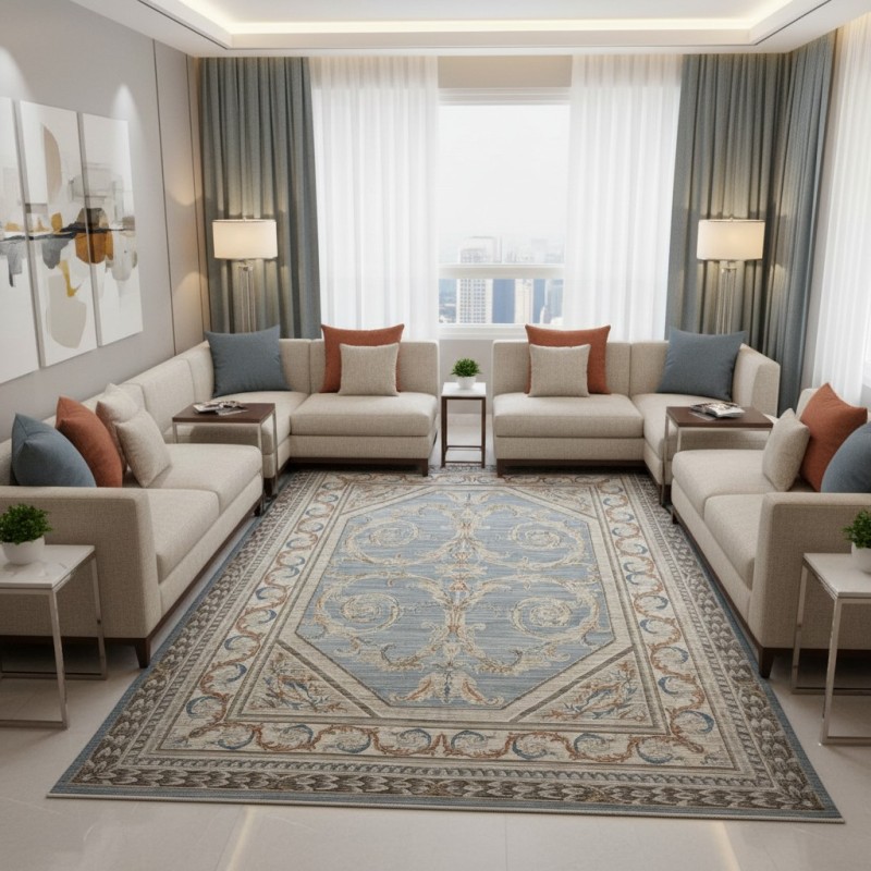 سجاد بوهيمي تركي اثينا 40965A سماوي مقاس 300*400