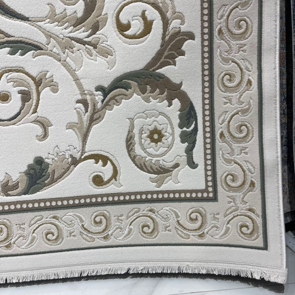 سجاد تركي نقش فرنسي بارون 41162A كريم بترولي مقاس 300*400