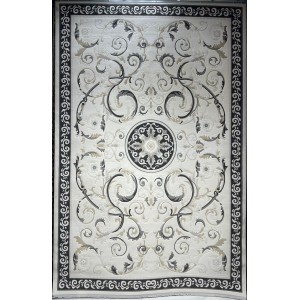 سجاد تركي نقش فرنسي بارون 41162A كريم اسود مقاس 80*150