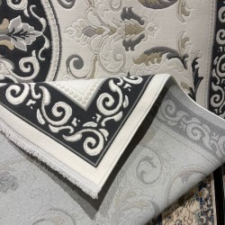 سجاد تركي نقش فرنسي بارون 41162A كريم اسود مقاس 80*150