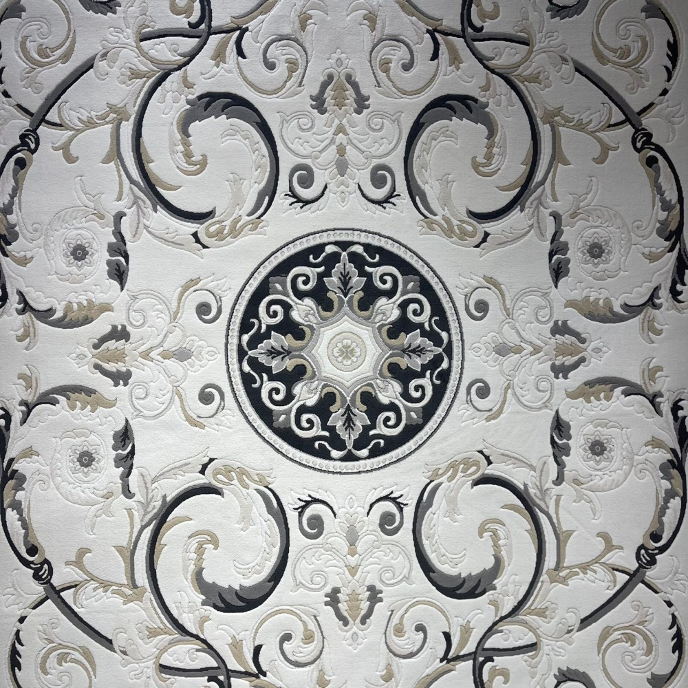 سجاد تركي نقش فرنسي بارون 41162A كريم اسود مقاس 80*150