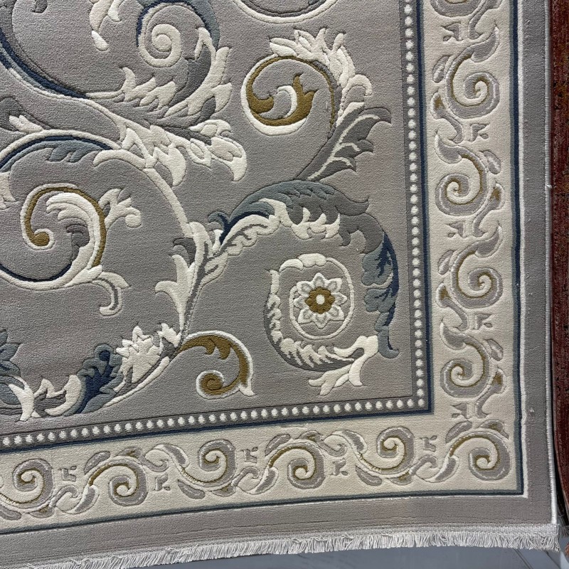 سجاد تركي نقش فرنسي بارون 41162A رصاصي سماوي مقاس 100*200
