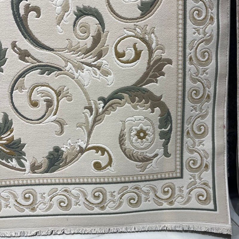 سجاد تركي نقش فرنسي بارون 41162A بيج فاتح اخضرمقاس 150*230