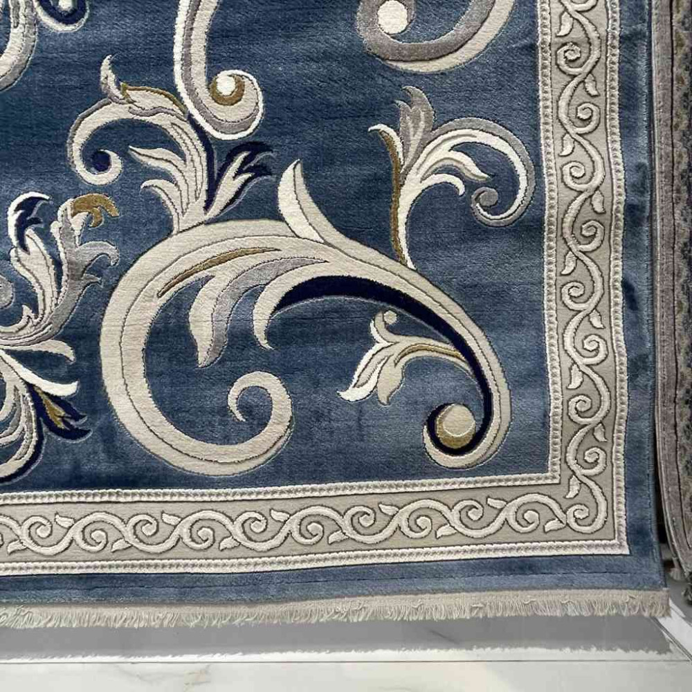 سجاد تركي نقش فرنسي بارون 60641A سماوي مقاس 80*150