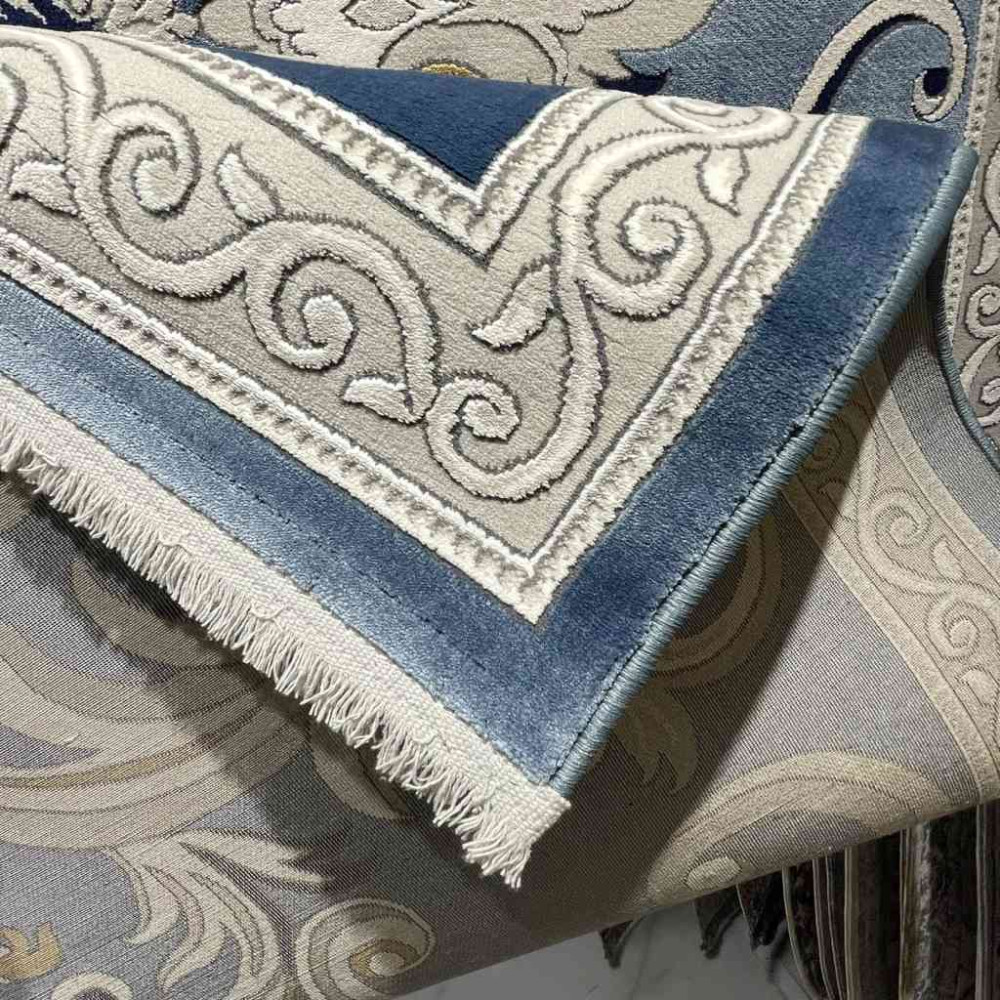 سجاد تركي نقش فرنسي بارون 60641A سماوي مقاس 80*150