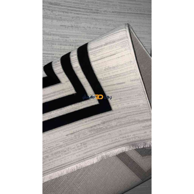Turkish rug with a modern frame Bella black size 50*80
