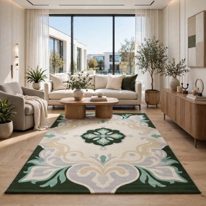 سجاد الهبه تصميم كوري تركي براغ HU12A كريم اخضر مقاس 250*350