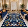 سجاد تركي فاخر بوسان HU08A تصميم كوري كحلي كريم مقاس 150*220 سم
