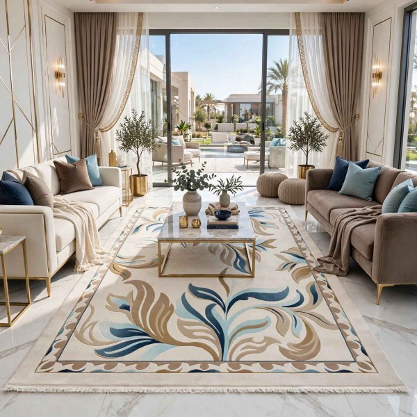 CASABLANCA Turkish Rug Korean 43632A CREAM BROWN - 400x500 cm Jumbo Carpet