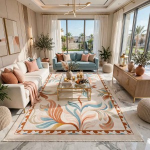 سجاد كازابلانكا تركي نقش كوري 43632A كريم تيرا - مقاس 100*300 سم مشاية ممرات