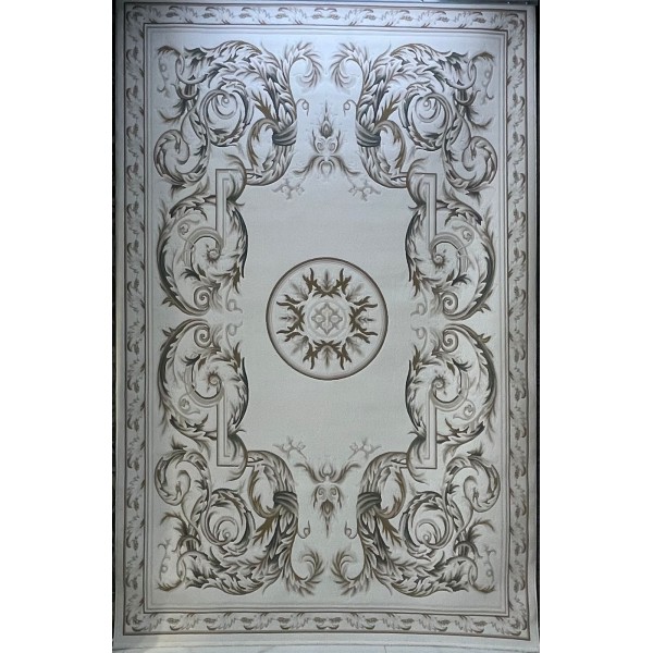 سجاد القصور تركي كراون نقش فرنسي 41170A رصاصي بيج مقاس  250*350