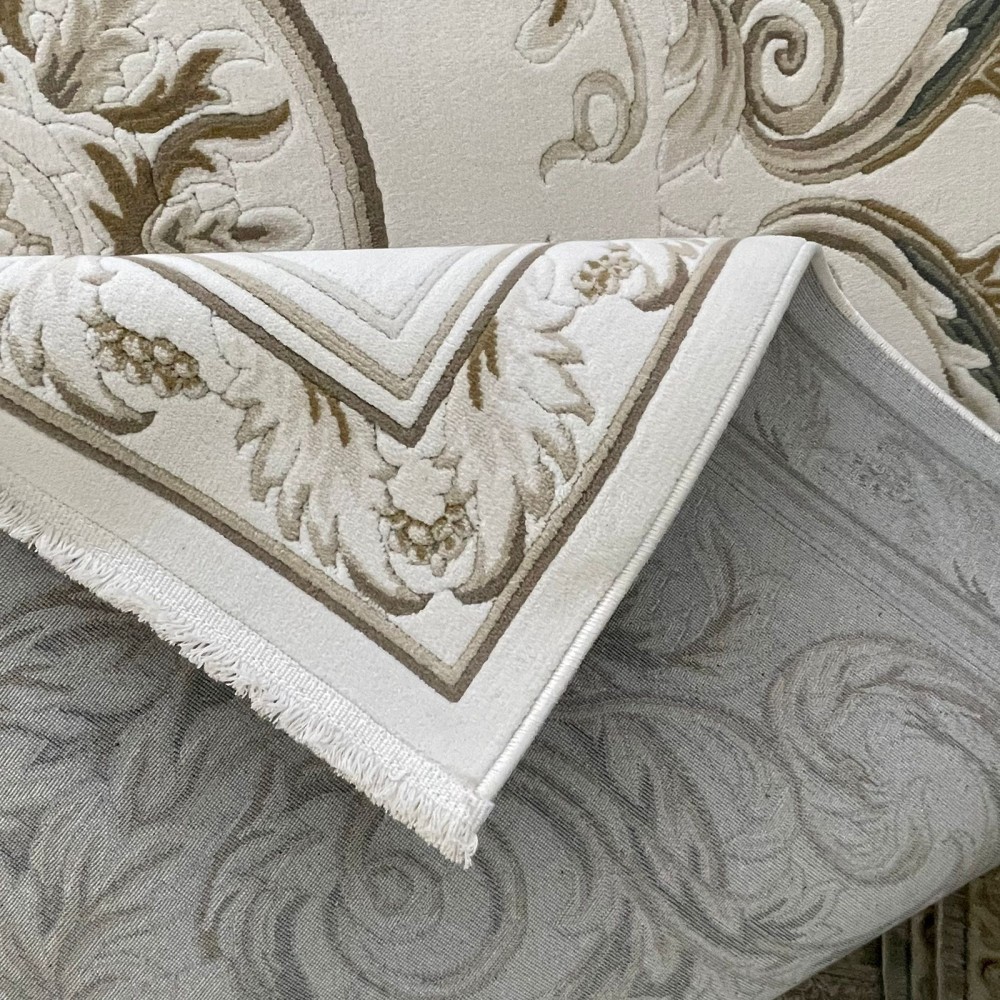 سجاد القصور تركي كراون نقش فرنسي تركي 41170A كريم اخضر مقاس 80*150