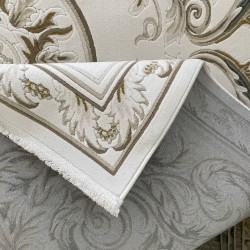 سجاد القصور تركي كراون نقش فرنسي تركي 41170A كريم اخضر مقاس 150*220