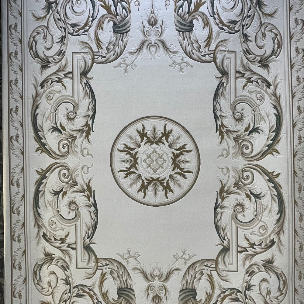 سجاد القصور تركي كراون نقش فرنسي تركي 41170A كريم اخضر مقاس 80*150