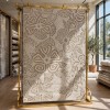 سجاد مودرن تركي فلاورد N0691A بيج مقاس 80*150