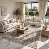 سجاد مودرن تركي فلاورد N0691A سماوي مقاس 150*220