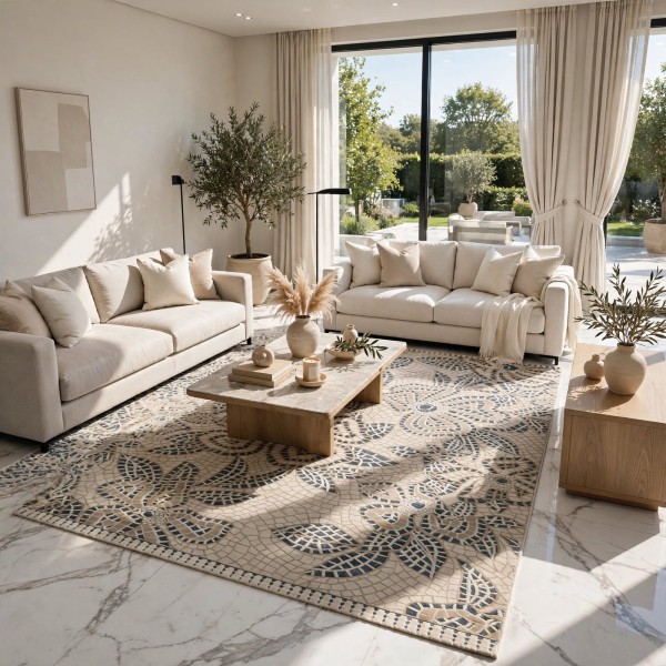 سجاد مودرن تركي فلاورد N0691A سماوي مقاس 150*220