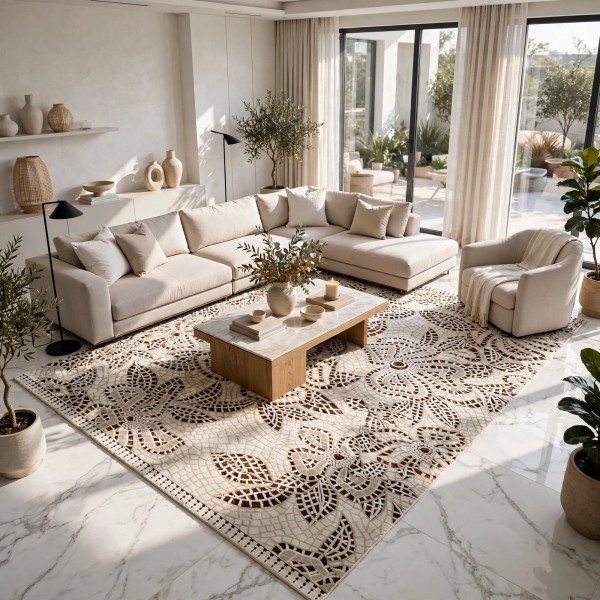 سجاد مودرن تركي فلاورد N0691A اخضر مقاس 100*300