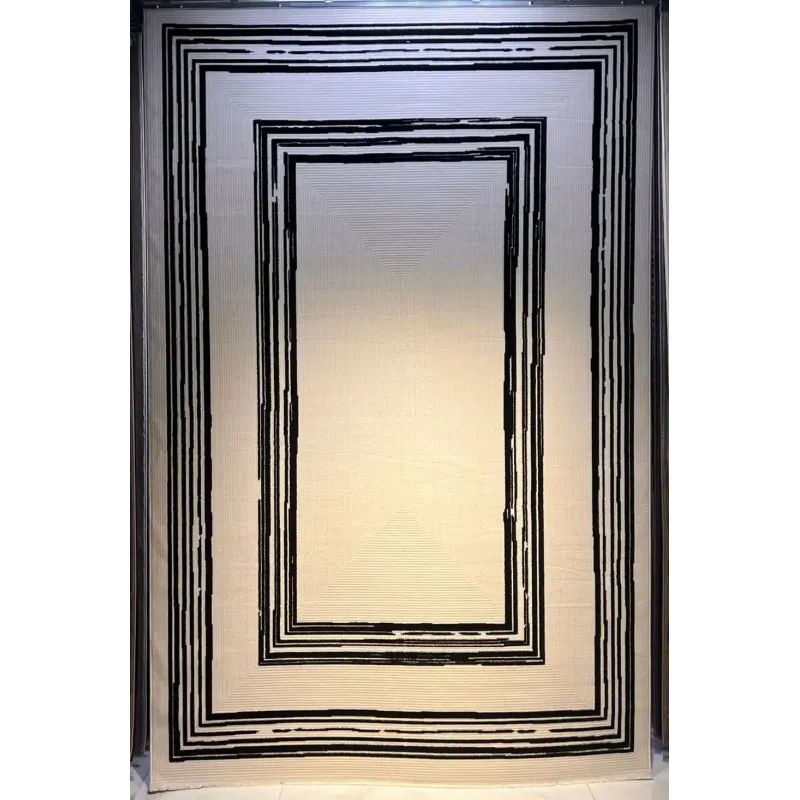 سجاد تركي اطار برواز فريم F499A كريم اسود مقاس 80*150