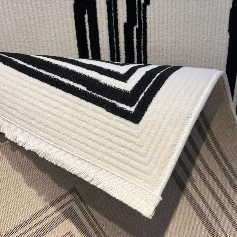 سجاد تركي اطار برواز فريم F499A كريم اسود مقاس 80*150