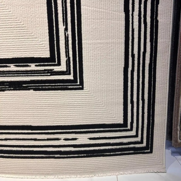 سجاد تركي اطار برواز فريم F499A كريم اسود مقاس 300*400