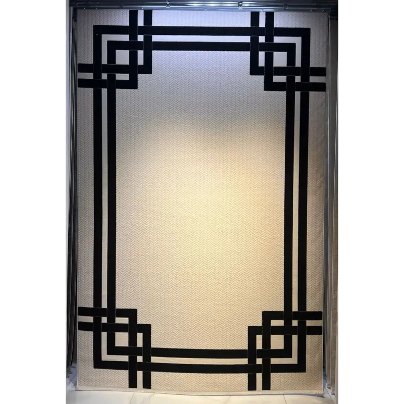 سجاد تركي اطار برواز فريم F603A كريم اسود مقاس 100*200