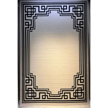 سجاد تركي اطار برواز فريم F605A كريم اسود مقاس 80*150
