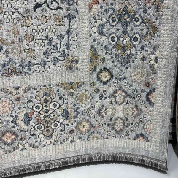 سجاد تركي هانوفر KC17A رصاصي فاتح مولتي روز مقاس 100*300