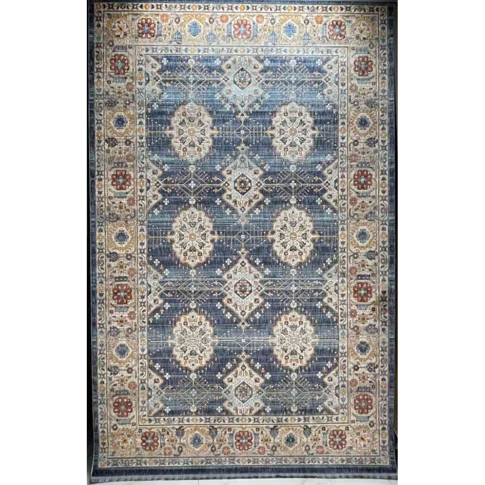 سجاد تركي هانوفر KM69A ازرق غامق كريم مقاس 300*400