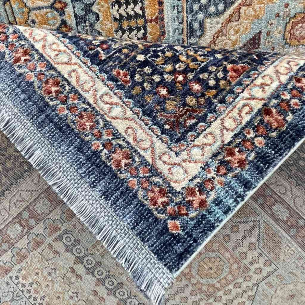 سجاد تركي هانوفر KM80A تركواز ازرق غامق مقاس 80*150