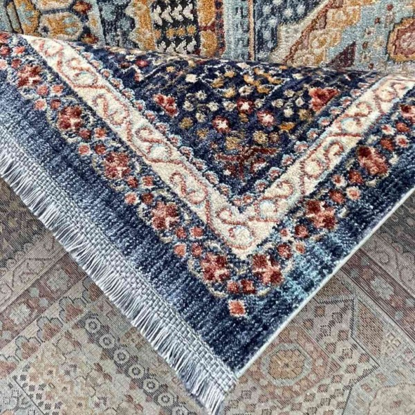Turkish rugs Hanover KM80A TURQUOISE Dark BLUE Size 150*220