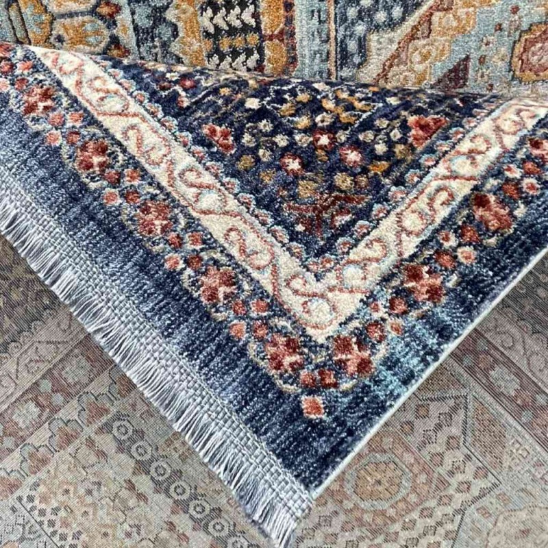 Turkish rugs Hanover KM80A TURQUOISE Dark BLUE Size 80*150