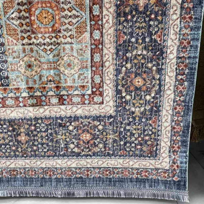 Turkish rugs Hanover KM80A TURQUOISE Dark BLUE Size 80*150