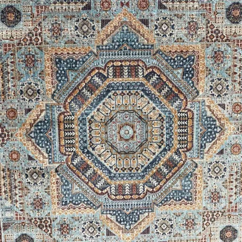 Turkish rugs Hanover KM80A TURQUOISE Dark BLUE Size 80*150