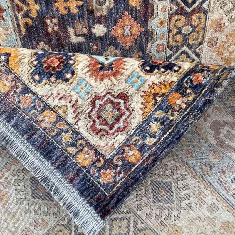 Turkish rugs Hanover KM87A Dark BLUE cream Size 200*300
