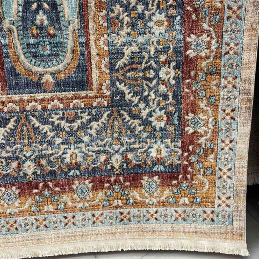 سجاد تركي هانوفر KM89A كريم تركواز مقاس 80*150