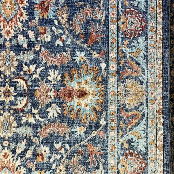 سجاد تركي هانوفر KM79A سماوي غامق كريم مقاس 150*220