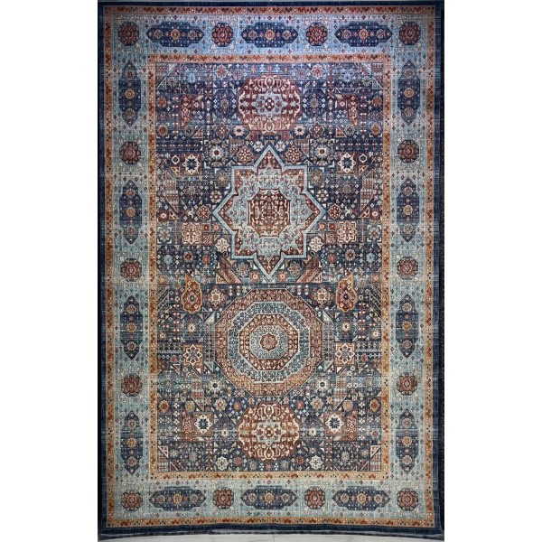 سجاد تركي هانوفر KM82A سماوي غامق تركواز مقاس 150*220