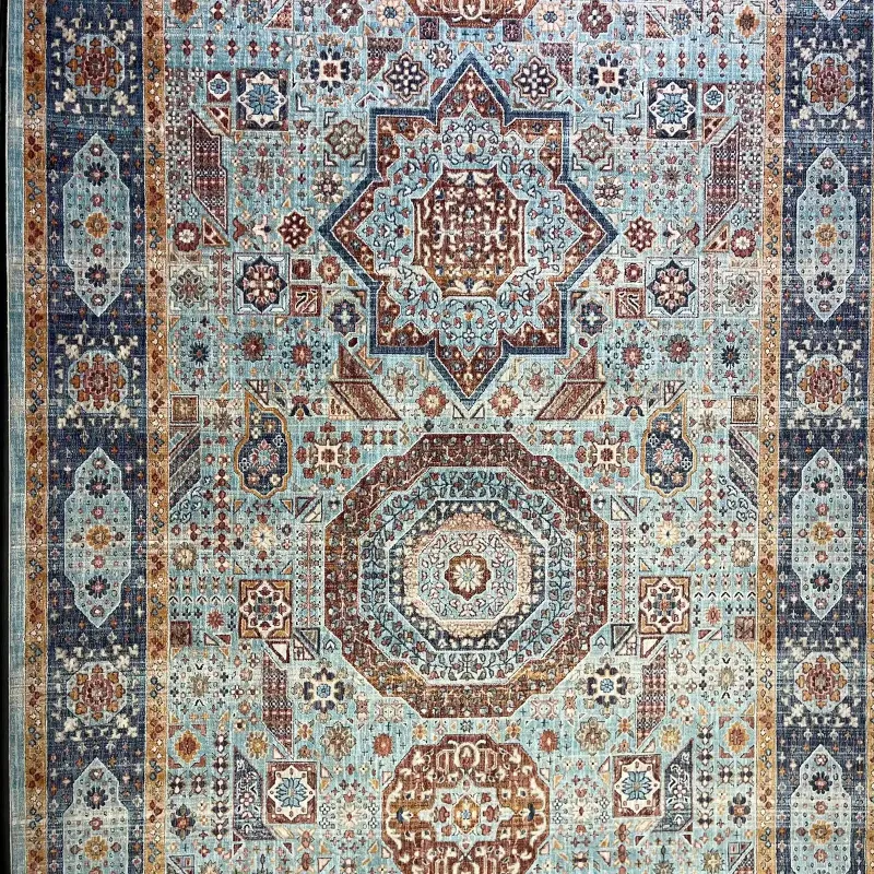 سجاد تركي هانوفر KM82A تركواز سماوي غامق مقاس 150*220