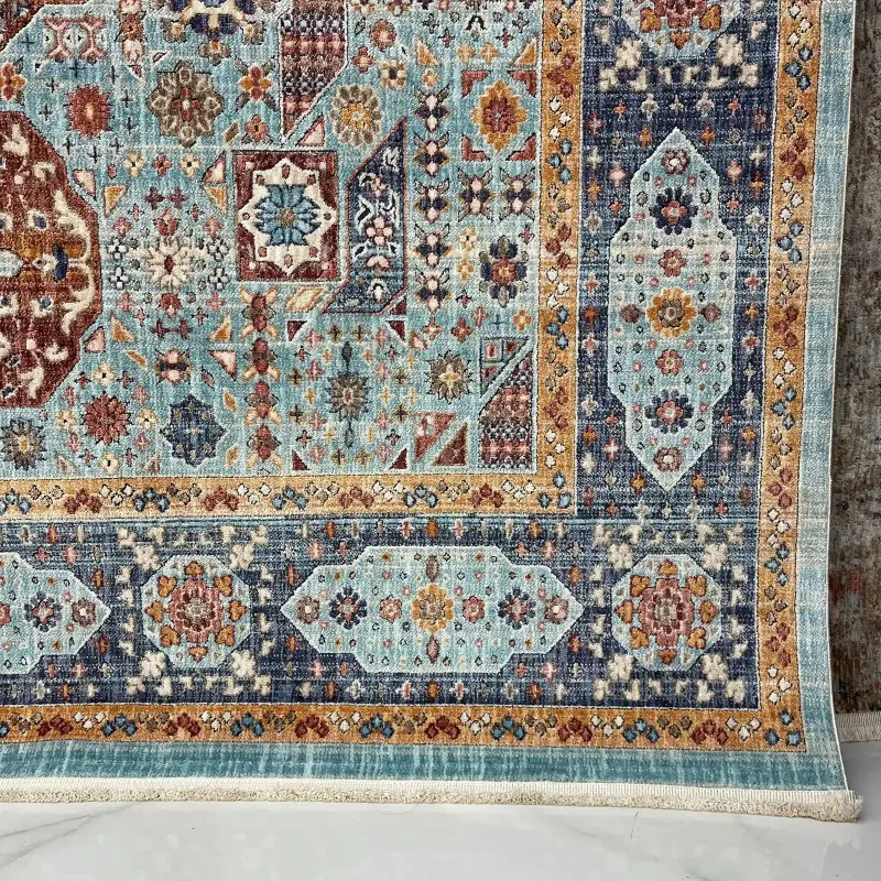 سجاد تركي هانوفر KM82A تركواز سماوي غامق مقاس 150*220