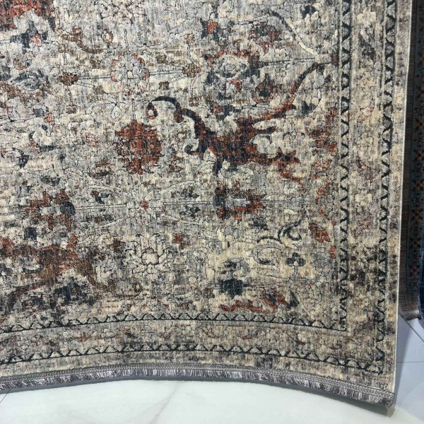 سجاد تركي هانوفر KR19A بيج رصاصي غامق مقاس 200*300